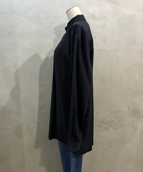 Band Collar Fly Front Rayon Mix Shirt DNV