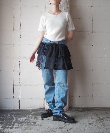 Multi Way Overdyed Lace Apron BK