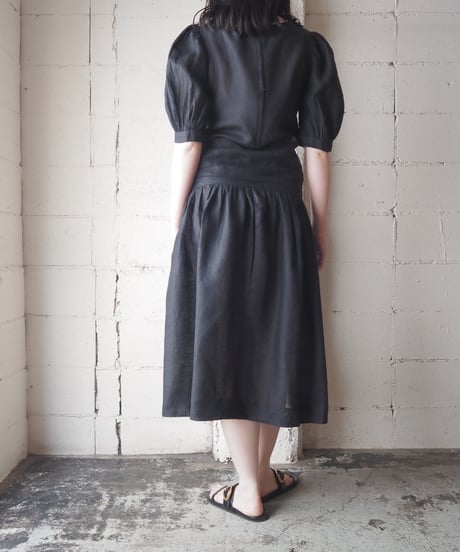 Latice Lace Linen Dress BK WH