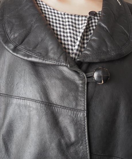 Round Collar Leather Jacket BK