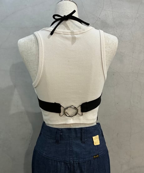 Metal Ring Halter Neck Top BK SV
