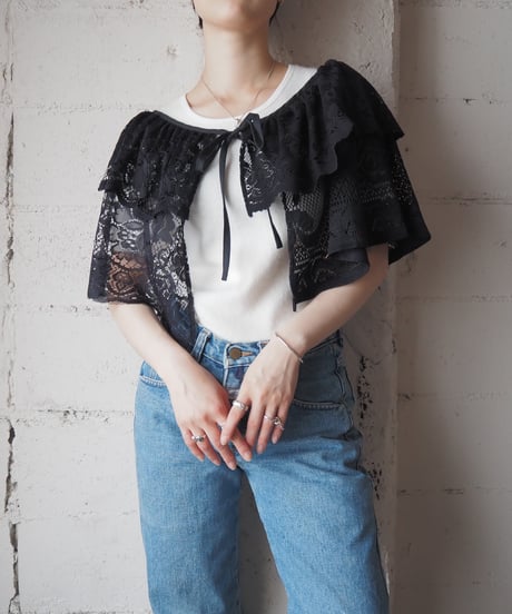 Multi Way Overdyed Lace Apron BK