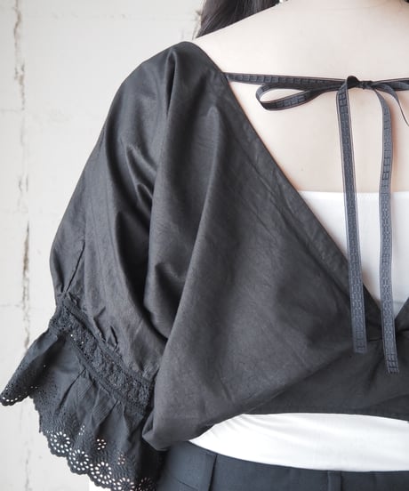 1910-20's Euro Satin Cotton Antique Drawers Blouse BK