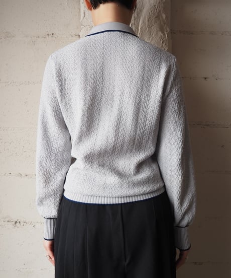 1970's Navy Line Polo Knit GRNV