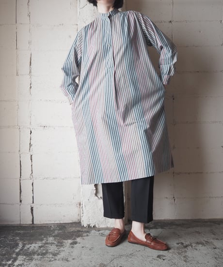 1970's marimekko Stripe Shirt Dress GR BK RE