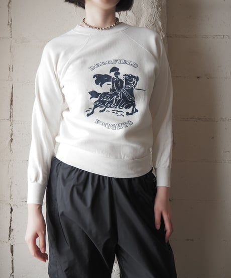 1980's DEERFIELD KNIGHTS Print Sweatshirt WH NV