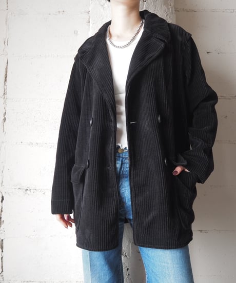 MAX STUDIO Corduroy Double Breasted Jacket BK