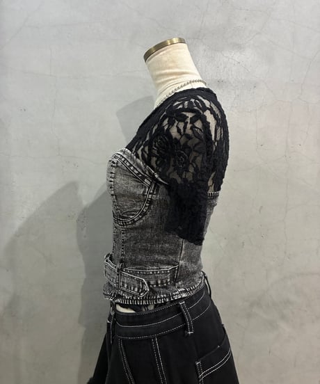 Belted Design Denim Bustier GR