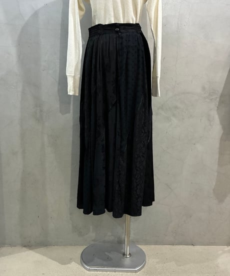 Velour × Lace Patchwork Skirt BK