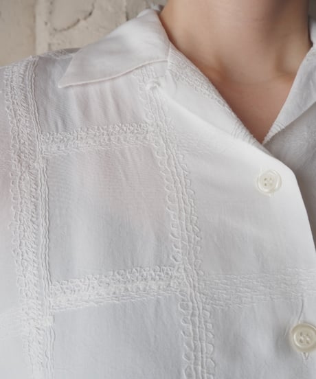 Plaid Stitch Short Sleeve Rayon Shirt WH