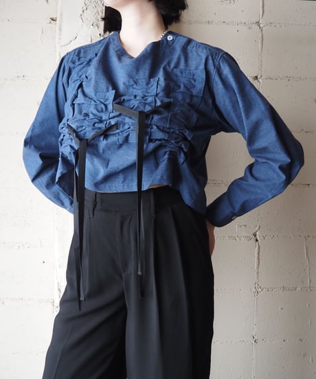 Remake Romanian Army Sleeping Shirt with Ribbon Details （Overdyed） BL