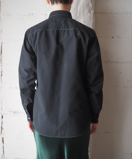 A.P.C. Piece Dyeing White Stitch Button-down Shirt BK