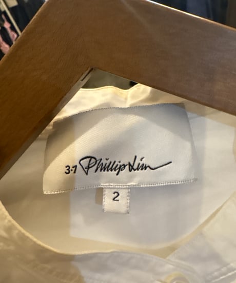 Phillip Lim Asymmetric Tie Design Band Collar Shirt WH