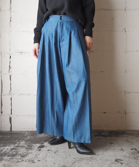 Denim Tuck Wide Pants BL
