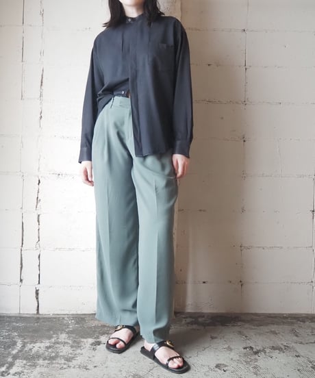 pavo by Lastrada Band Collar Rayon Shirt BK