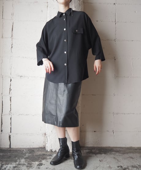 1980's Made in France Rayon Dolman Sleeve Shirt BK