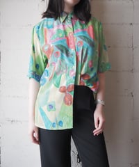 Water Color Print Short Sleeve Shirt YGN YE PI