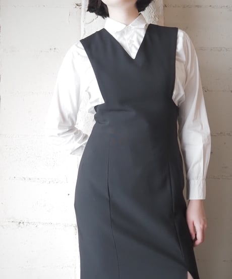 V Neck Waist Cutout Long Dress BK