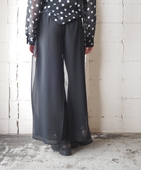 Sheer Layered Wide Pants BK