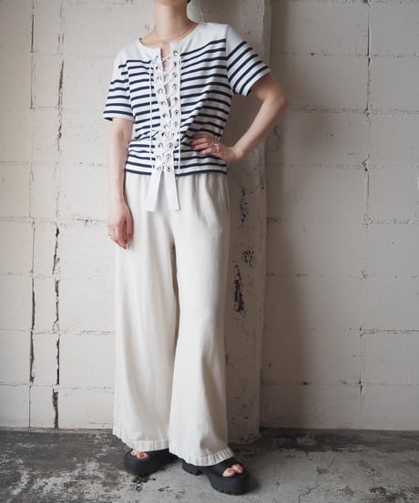 Remake Lace Up Short Sleeve Basque Shirt DNV WH