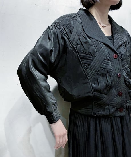 1980's Gather Design Open Collar Jacket BK