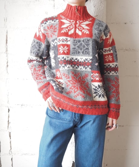 LAUREN Nordic Pattern Half Zip Sweater REGNNV