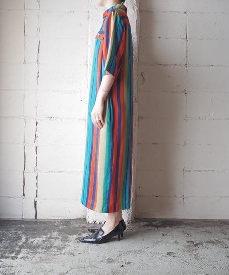 Multi Color Stripe Shirt Dress NV RE GN