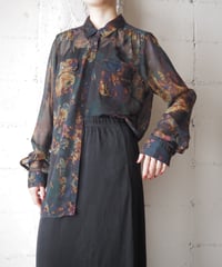 Eddie Bauer Botanical Pattern Sheer Shirt BKGNYE