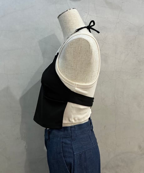 Metal Ring Halter Neck Top BK SV
