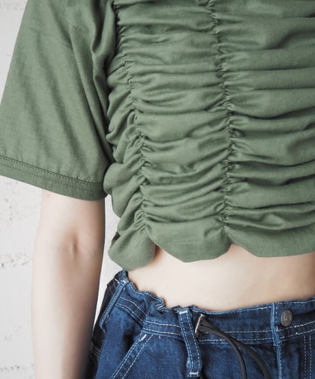 REMAKE Dead Stock Italy Military Tee Shirring Short Top KA