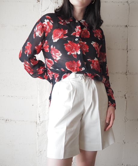 Rose Print Sheer Shirt BKRE