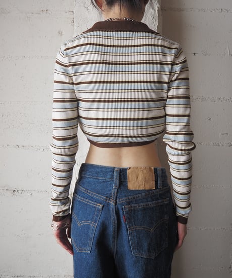 Multi Colored Stripes Cropped Knit BRWHYE