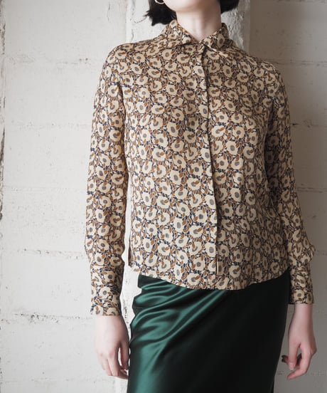 Rena Rowan Flower Pattern Silk Blouse BE NV