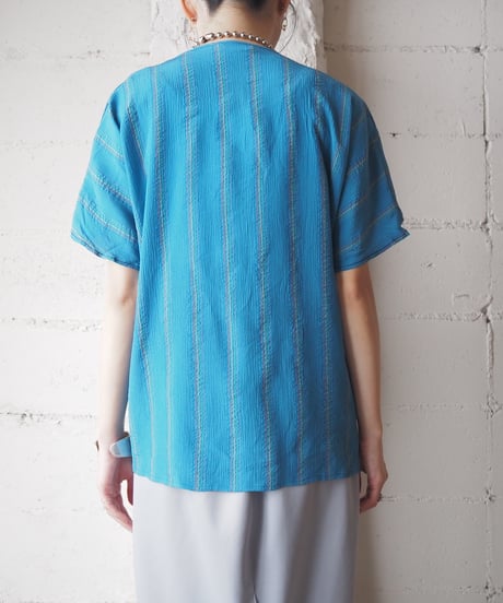 GIANNI VERSACE Ruffle Collar Stripe Blouse LBL