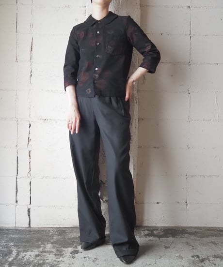 tricot COMME des GARÇONS Flower×Sheer Layered Shirt BK