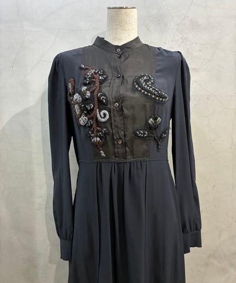 MIU MIU Embroidery Silk Dress BK