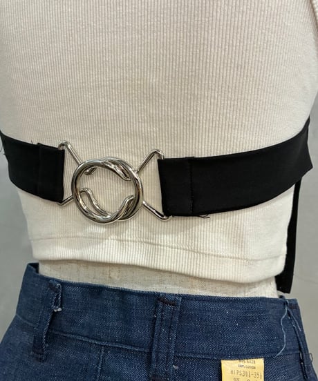 Metal Ring Halter Neck Top BK SV