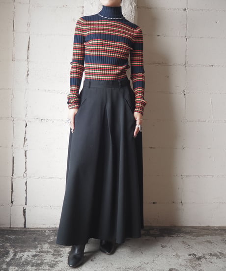 TORY BURCH Striped High Neck Rid Knit Top NVBEPI