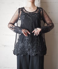 Tulle Embroidered Blouse BK