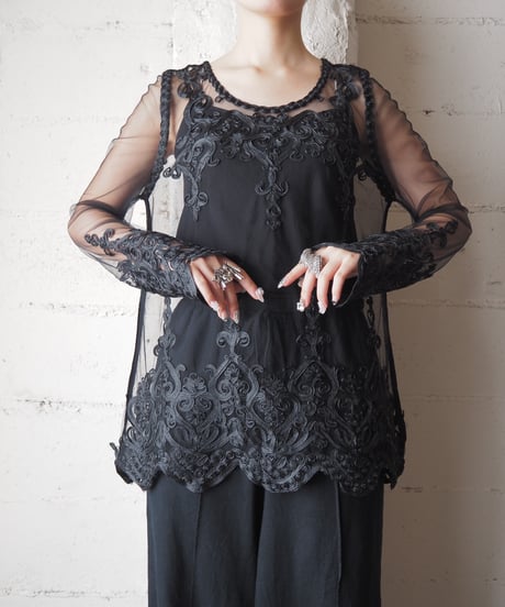 Tulle Embroidered Blouse BK