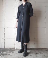 Open Collar Button Front Dress with Leopard Lining BK