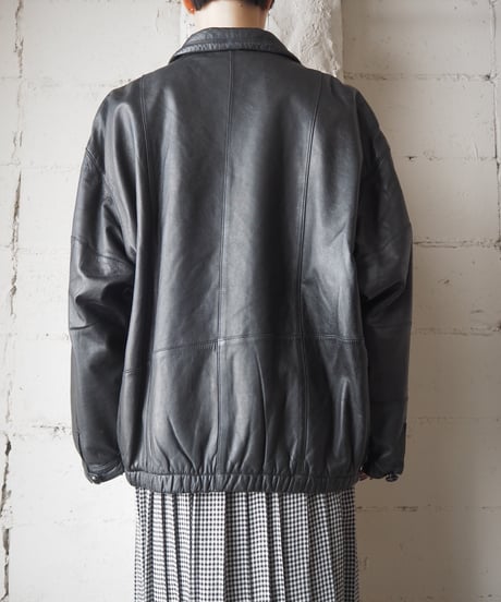 Round Collar Leather Jacket BK