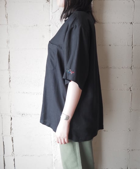 Open Collar Short Sleeve Rayon Linen Blend Shirt BK