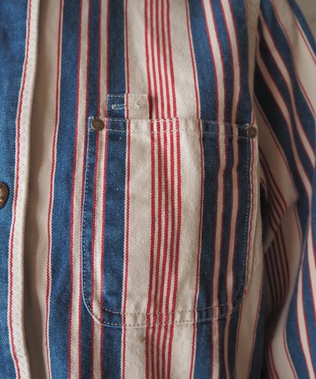 LAUREN JEANS CO. Multi Stripe Denim Coverall Jacket BLIVRE