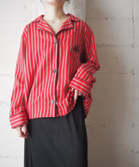 LAUREN RALPH LAUREN Emblem Embroidery Stripe Open Collar Shirt RE