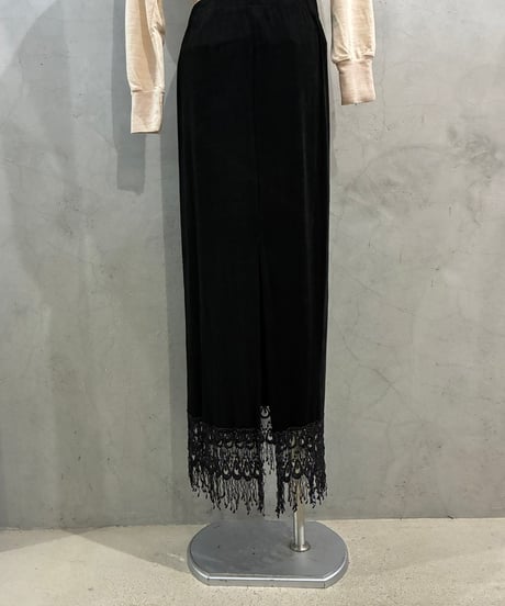 Fringe Lace Hem Spandex Easy Tight Skirt BK