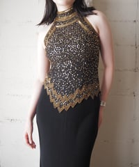 American Sleeve Sequin Vest BK GD