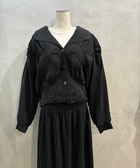 1980's Gather Design Open Collar Jacket BK