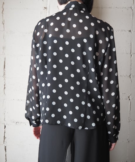Made in USA Sheer Dot Shirt BK WH