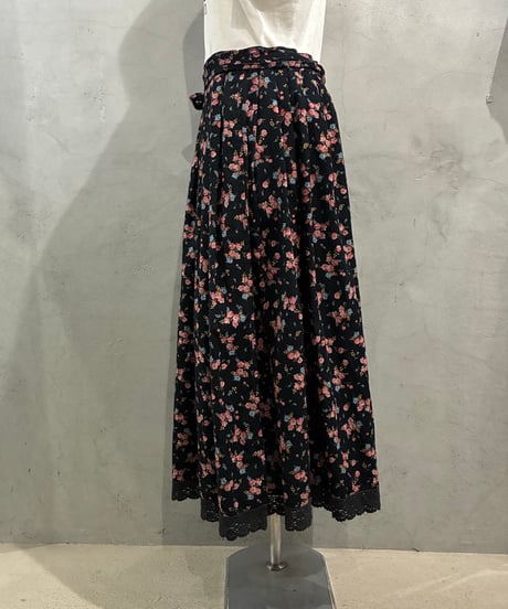 JULIUS LANG Tyrolean Flower Wrap Skirt BK RE